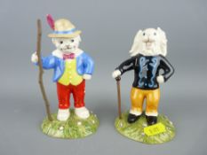 Two Royal Doulton character figures from Rupert the Bear books, titled 'Ping Pong Leading the Way'