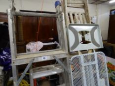 Quantity of metal and wooden stepladders etc