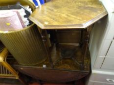 Carved drop leaf gate leg table and an octagonal occasional table