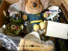 Box of vintage glass and ornamental ware