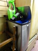 Brabantia brushed steel two pocket pedal bin and a Challenge 18v cordless hedge trimmer E/T