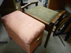 Mahogany music stool and a vintage ottoman