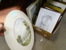 Box of paintings, prints etc