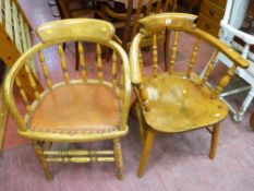 Vintage smoker's bow armchair and a similarly styled office armchair