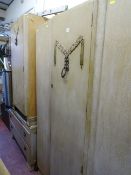 Light coloured wooden bedroom suite of double wardrobes, smaller wardrobe, dressing table and bed