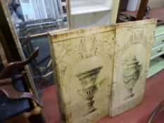 Pair of modern furnishing prints and a mirror