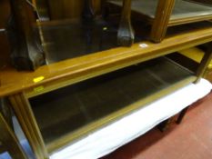 Two tier Long John coffee table and a smaller matching coffee table