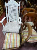 Parcel of chairs including white elbow chair, balloon back chairs etc
