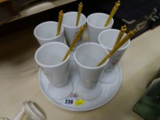 Limoges tray and a tumbler set etc