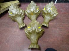 Four cast metal ornate feet