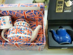 Boxed Denby centenary teapot another Union Jack teapot etc