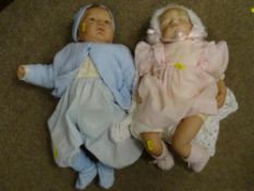 Two modern porcelain headed dolls by a local doll maker 'Lewington'