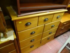 Modern three over six drawer pine chest
