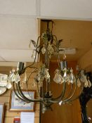 Elaborate glass and metallic hanging ceiling lamp