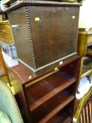 Three shelf bookcase and a wooden beadwork decorated storage box