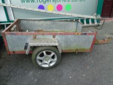 1.8 x 1 metre galvanized single axle car trailer with 21 ins diameter wheels