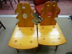 Pair of pine shield back chairs