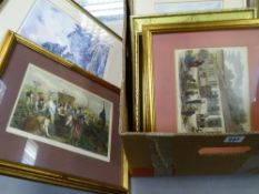 Box of hunting scene prints, good engravings etc