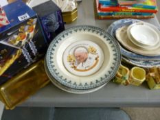 Mixed porcelain, a boxed Millennium Luminart glass set and similar items