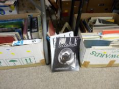 Box of mainly art related catalogues and similar and a box of mixed reference books