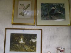 KEITH ANDREW artist's proof print, CHARLES TUNNICLIFFE limited edition print - two badgers amongst