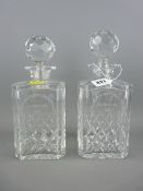 Two cut glass square decanters and stoppers for 'The Mechanics Grand Prix Challenge, Gleneagles'