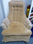 Vintage button back upholstered armchair