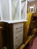 Modern three drawer chest and a white three tier trolley