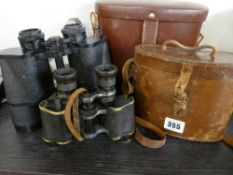 Two sets of cased vintage binoculars
