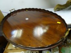 Fine good sized galleried twin handled mahogany tray