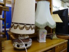 Three stylish table lamps with shades