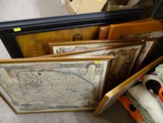 Parcel of framed pictures, prints and maps