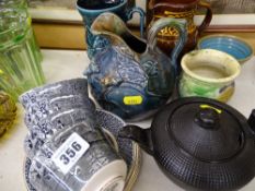 Jackfield style teapot, Fenton teaware and other items of pottery etc