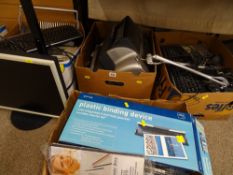 Large parcel of computer related equipment and home office equipment in several boxes