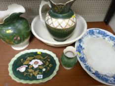 Two Victorian pottery wash jugs etc