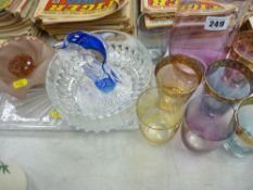 Selection of colourful and other glassware