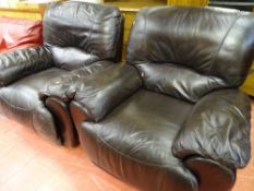 Pair of 'Land of Leather' soft feel reclining armchairs