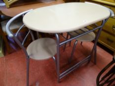 Modern compact dining table and two chairs