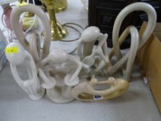 Group of stylish carved soapstone style figures etc