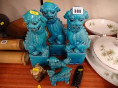 Trio of Dogs of Fo ornaments, another pair etc