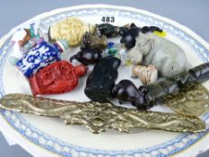 Quantity of collectable items including 20th Century Oriental snuff bottles on a ribbon decorated