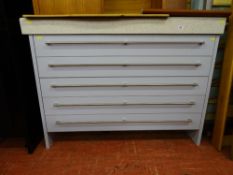 Ultra modern granite top effect kitchen storage chest of five easy glide drawers