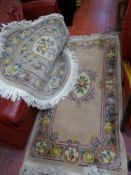 Two Chinese washed woollen rugs