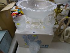 Boxed glass punchbowl set