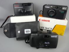 Boxed Canon Sureshot Max and two further portable cameras