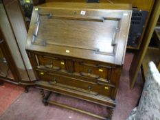 Jacobean style oak fall front bureau