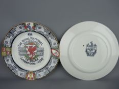 Rare pair of 1929 Royal National Eisteddfod plates for Liverpool, made for Owen Owen Ltd by