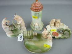 Four German porcelain pig ornaments