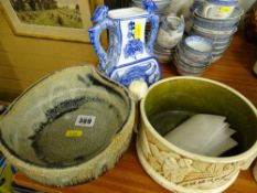 Twin handled Oriental moon flask etc