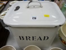 Vintage enamel bread bin with lid